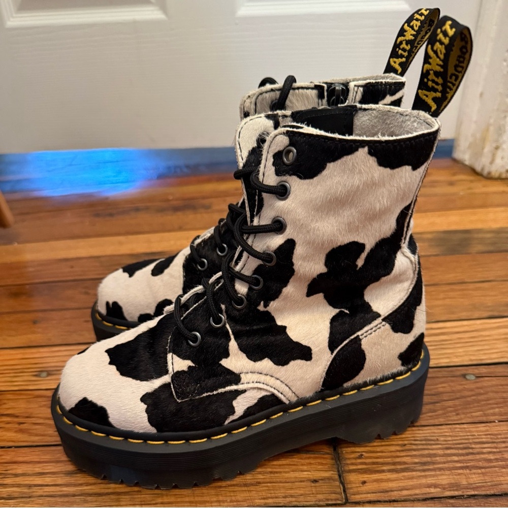 Dr. Martens Jadon Boots Hair-On Cow Print Platforms - Picture 5 of 7